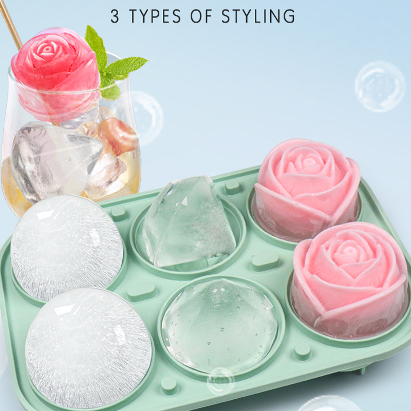 3D Rose Diamond Round Ice Cube - Kitchen Gadgets Baking 评论和价格
