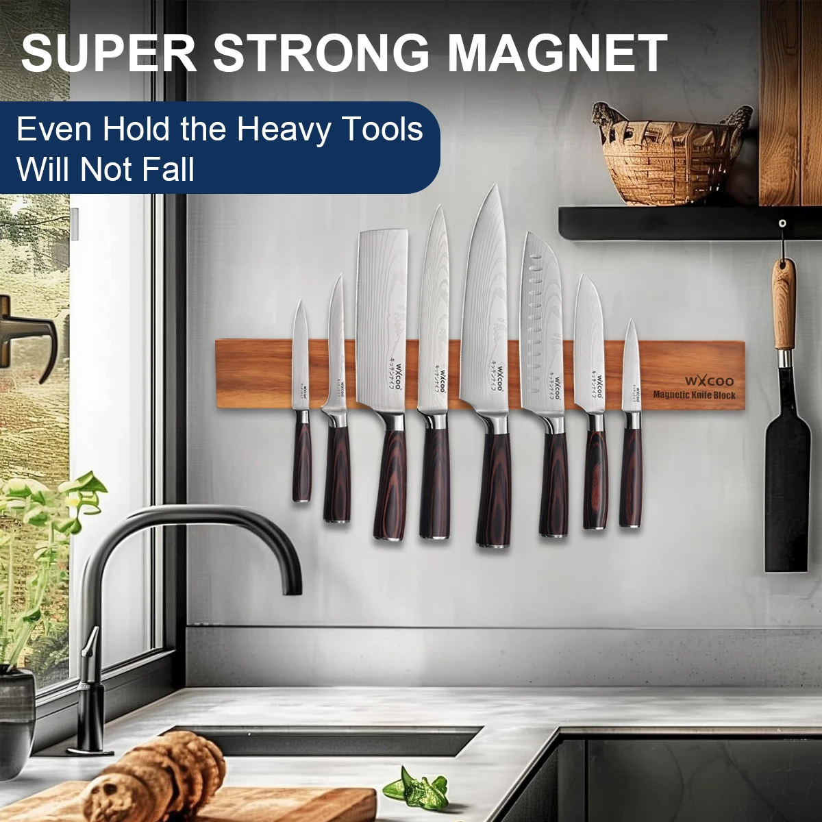 Acacia Wood Magnetic Knife Hol - Magnetic Knife Strip 评论和价格