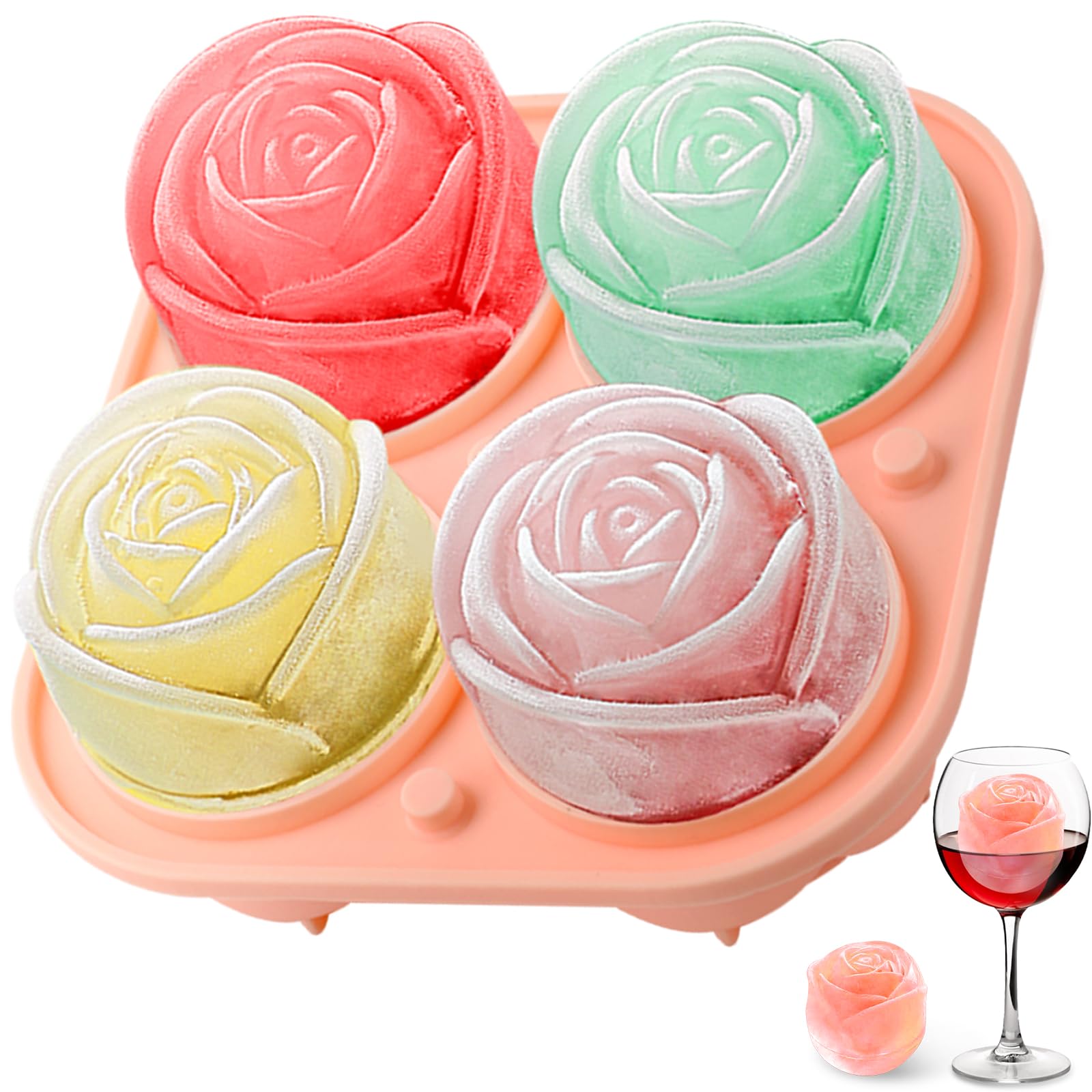 3D Rose Silicone Ice Molds 4-H - Kitchen Gadgets Baking 评论和价格